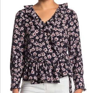 Everleigh Ruffle Print Wrap Blouse